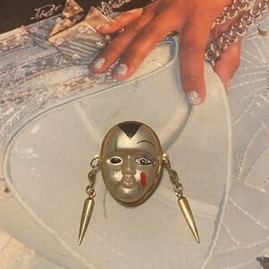 Vintage Opera Mask pin brooch Hand painted